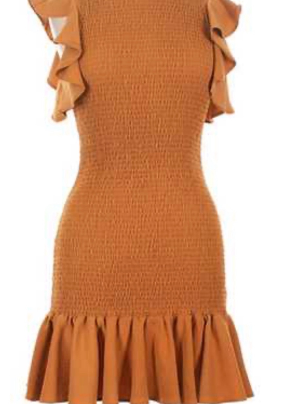 C/MEO Ruffle Hem Knit Dress in Camel